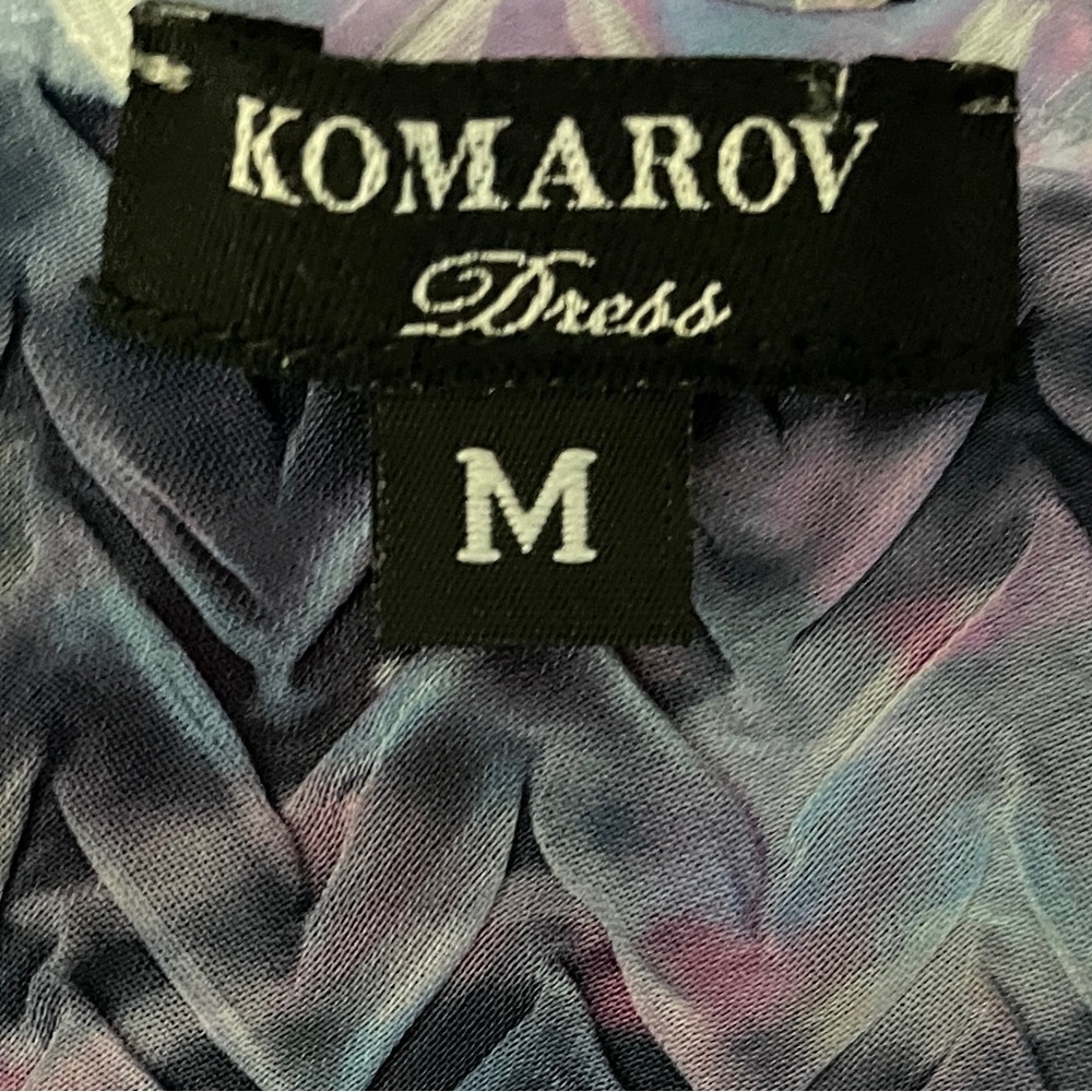 Komarov Purple Crinkled Dress Medium Asymmetrical Handkerchief Hem Art To Wear - Picture 12 of 16